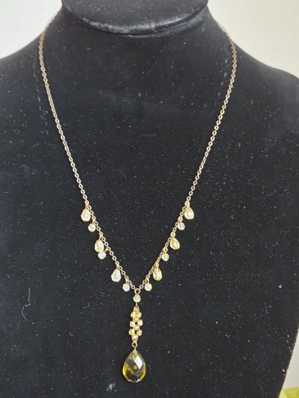 1928 Jewelry Vintage Style Yellow Crystal Lariat Y Necklace Pendant #AEN25